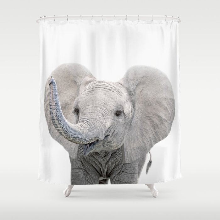 Elephant Calf Art Shower Curtain By, Elephant Print Shower Curtain