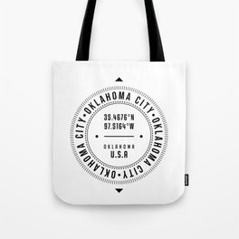 Oklahoma City, Oklahoma, USA - 1 - City Coordinates Typography Print - Classic, Minimal Tote Bag