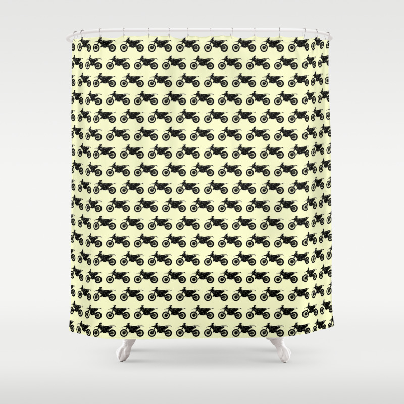 Dirt Bikes Pale Yellow Shower Curtain By Thinlinetextiles