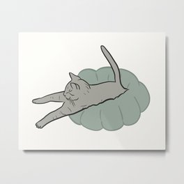 Lazy cat - Grey Metal Print