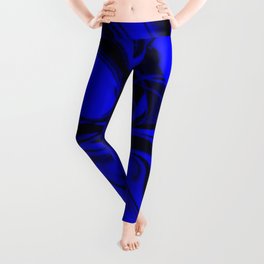 Black and Blue Swirl - Abstract, blue and black mixed paint pattern texture Leggings