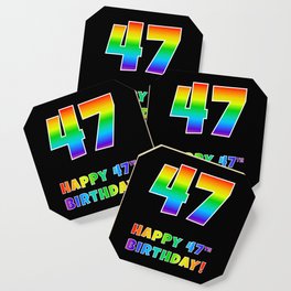 [ Thumbnail: HAPPY 47TH BIRTHDAY - Multicolored Rainbow Spectrum Gradient Coaster ]
