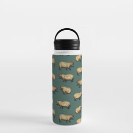 Cute Capybara Pattern - Giant Rodents on Dark Teal Water Bottle