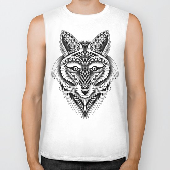 Ornate Foxy Wolf Biker Tank