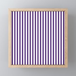 Violet & White Vertical Stripes Framed Mini Art Print