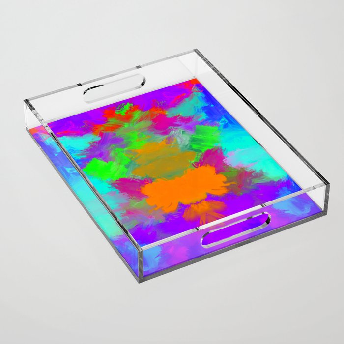 Tropical Trip Orange in Purple Abstract Design Acrylic Tray