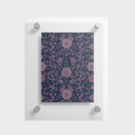 Boho Floral in Navy Blue & Rose Pink Floating Acrylic Print