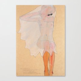 "Seated Female Nude Ghost" / Egon Schiele Canvas Print