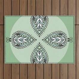 Boho Leaves - Pastel Green Outdoor Rug