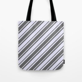 [ Thumbnail: Dim Grey and Lavender Colored Lines Pattern Tote Bag ]