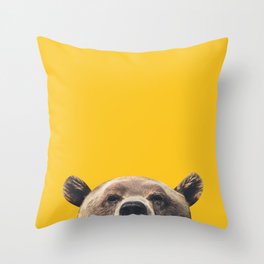 Bear - Yellow Throw Pillow