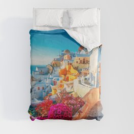 Santorini Landscape Photography Comforter