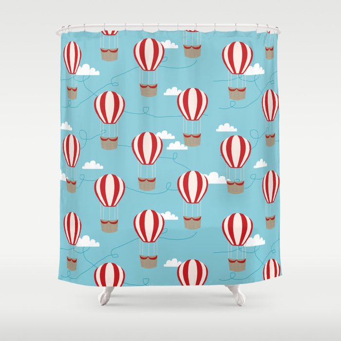 Hot Air Balloon Pattern Cute Decor For Boys Or Girls Room Shower Curtain By Charlottewinter