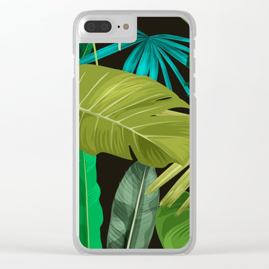 Tropical Leaf Pattern Clear iPhone Case