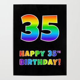 [ Thumbnail: HAPPY 35TH BIRTHDAY - Multicolored Rainbow Spectrum Gradient Poster ]