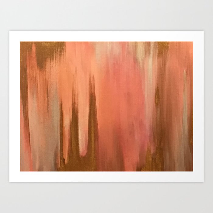 Blush with Gold Abstract Art Print