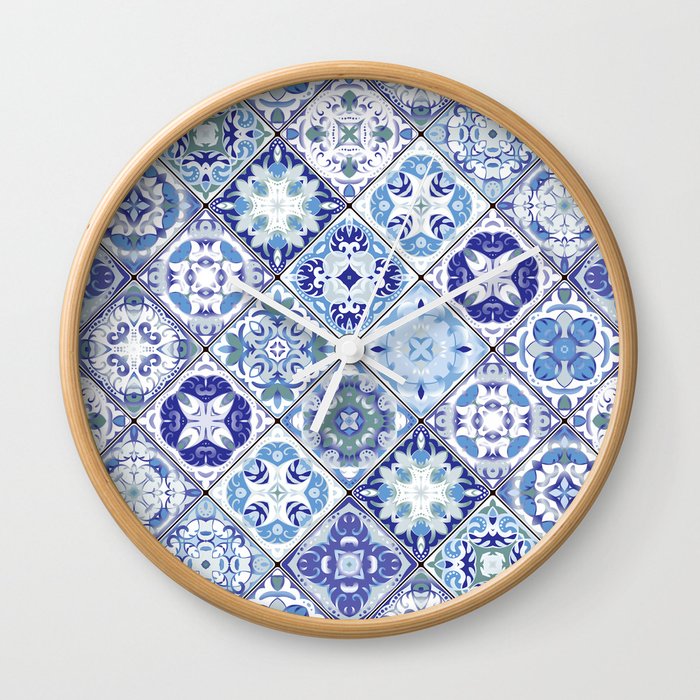 Mediterranean Decorative Tile Print II Wall Clock