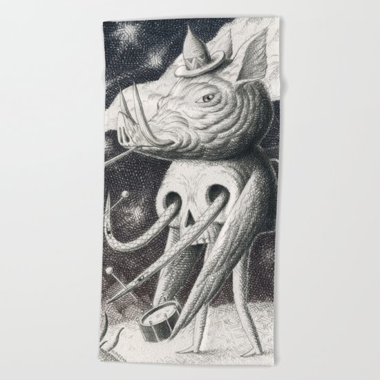 Pig Pipe Skull Beach Towel