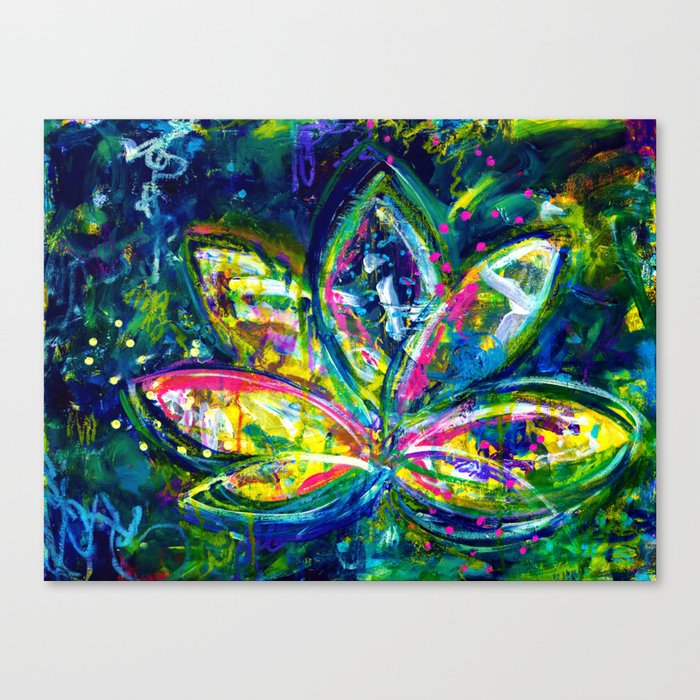 At Ease Lotus Flower Abstract Painting Canvas Print By Nicolegiger Society6
