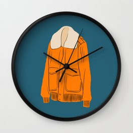 Orange Winter Jacket Wall Clock | Fall, Warm, Illustration, Clothes, Outfit, Drawing, Apparel, Digital, Orange, Popart 