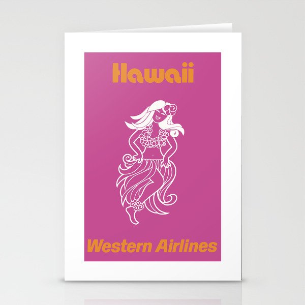 1968 HAWAII Western Airlines Travel Poster Stationery Cards