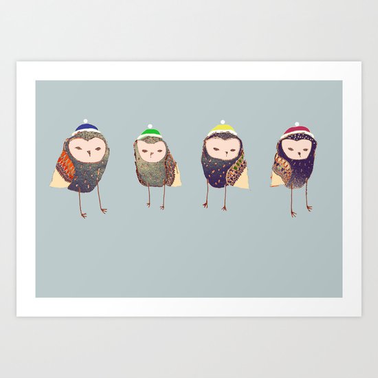 Owls. Art Print