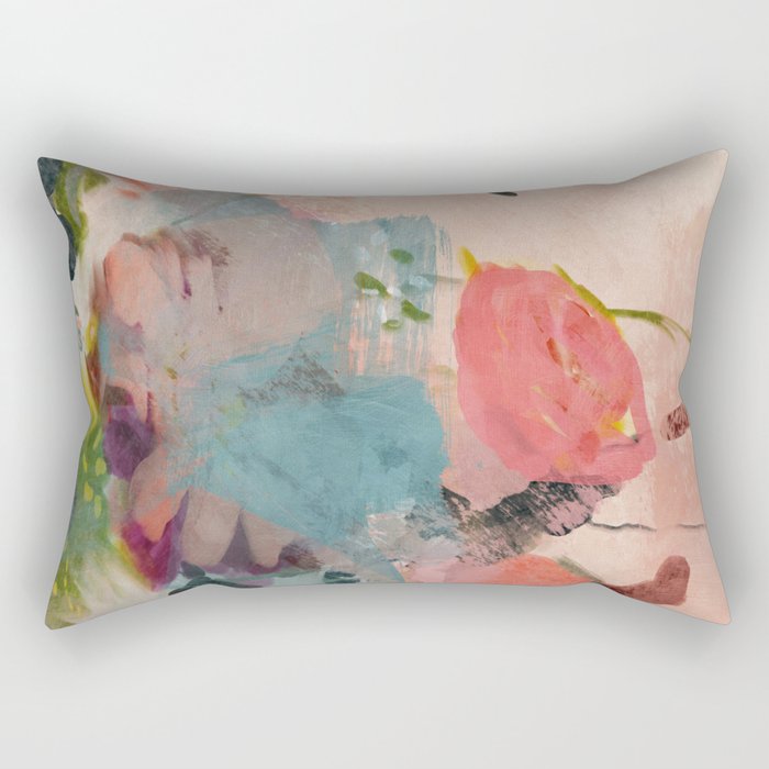 pink summer roses 3 triptych abstract Rectangular Pillow