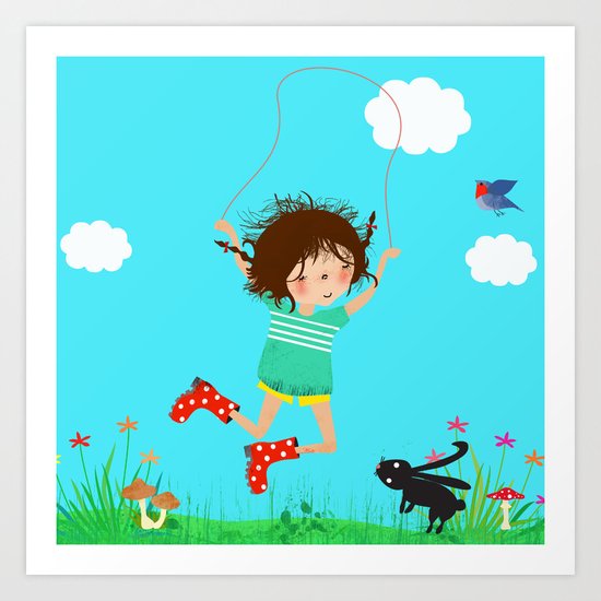 Emma jumps high Art Print