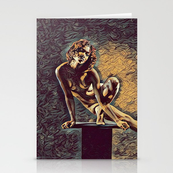 0953s-ZAC Dancer on Pedestal Graceful Young Black Woman Rendered in the Style of Antonio Bravo Stationery Cards