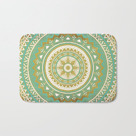 Blue and Gold Mandala Bath Mat