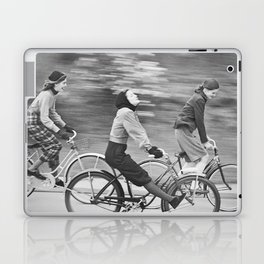 Women Riding Bicycles black and white photography / black and white photographs Laptop Skin