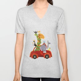 Wildlife Day - Animals on a Road Trip Painting  V Neck T Shirt