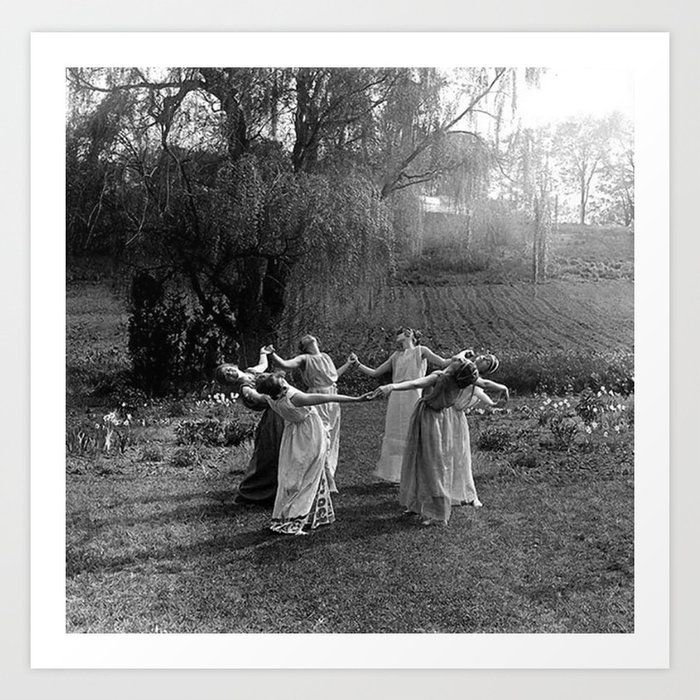 Circle Of Witches, Natchez Trace Vintage Women Dancing black and white photograph - photography - photographs Art Print