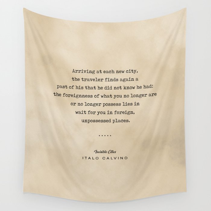 Italo Calvino Quote 01 - Typewriter Quote on Old Paper - Minimalist Literary Print Wall Tapestry