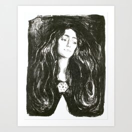 Edvard Munch - The Brooch. Eva Mudocci Art Print | Evamudocci, Drawing, Black And White, Thebrooch, Graphite, Ink Pen, Edvardmunch, Lithograph 