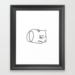 One Line Cat Nap Loaf Framed Art Print