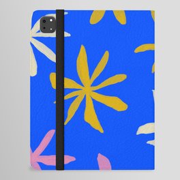 Colorful Flowers on Neon Cobalt Blue iPad Folio Case