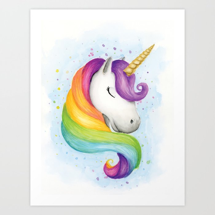 Rainbow Unicorn Art Print By Sabinasarts Society6