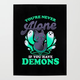 Me And My Demons - Cute Evil Cat Gift Poster