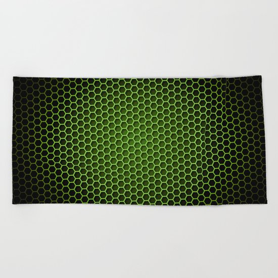 Honeycomb Background Green Beach Towel