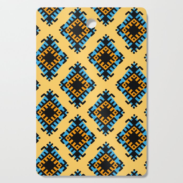 Aztec native geometric pattern tribal style tribal background bold colors mexican design Cutting Board