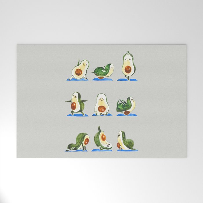 Avocado Yoga Watercolor Welcome Mat