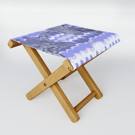Two giraffes from Africa on a modern purple patterned background Folding Stool