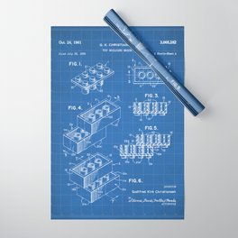 Legos Patent - Legos Brick Art - Blueprint Wrapping Paper