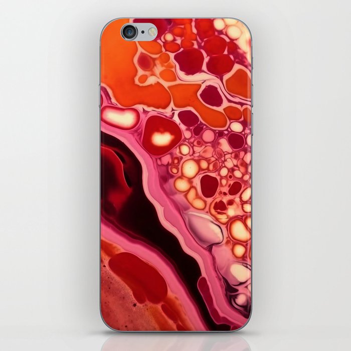 Orange and pink fluid abstract painting iPhone Skin