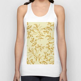 Gold Plants Leaves Drawing Unisex Tank Top