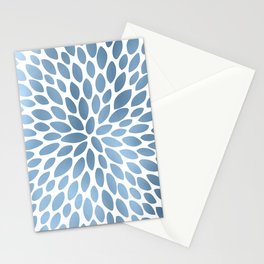 Floral Bloom White and Blue Stationery Card