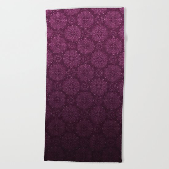 Gradient ornament wine color Beach Towel