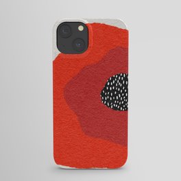 Bold red poppy flower in abstract mid century abstract block print style iPhone Case