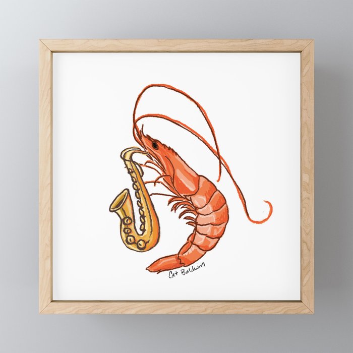 Saxophone Shrimp Framed Mini Art Print